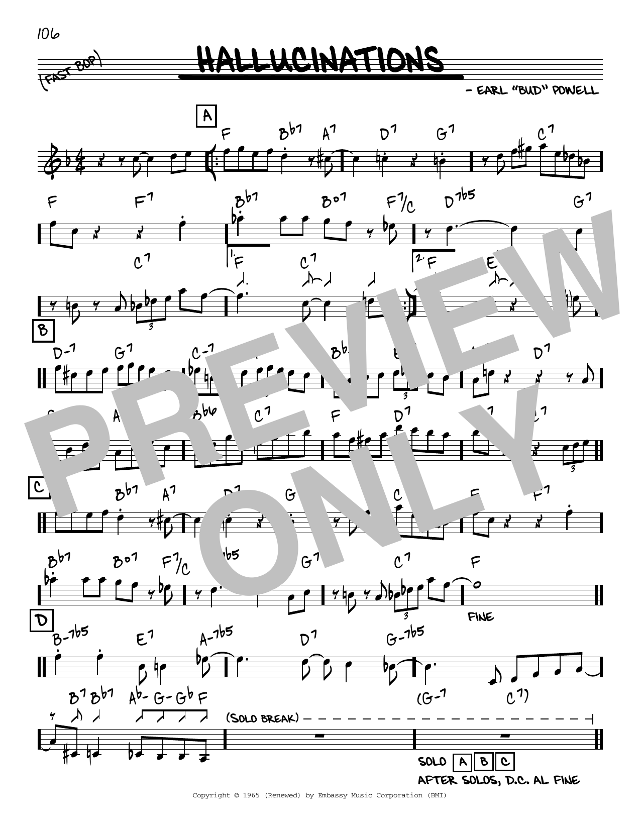 Download Bud Powell Hallucinations Sheet Music