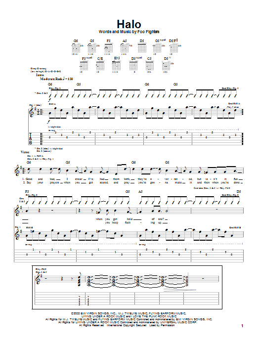 Download Foo Fighters Halo Sheet Music