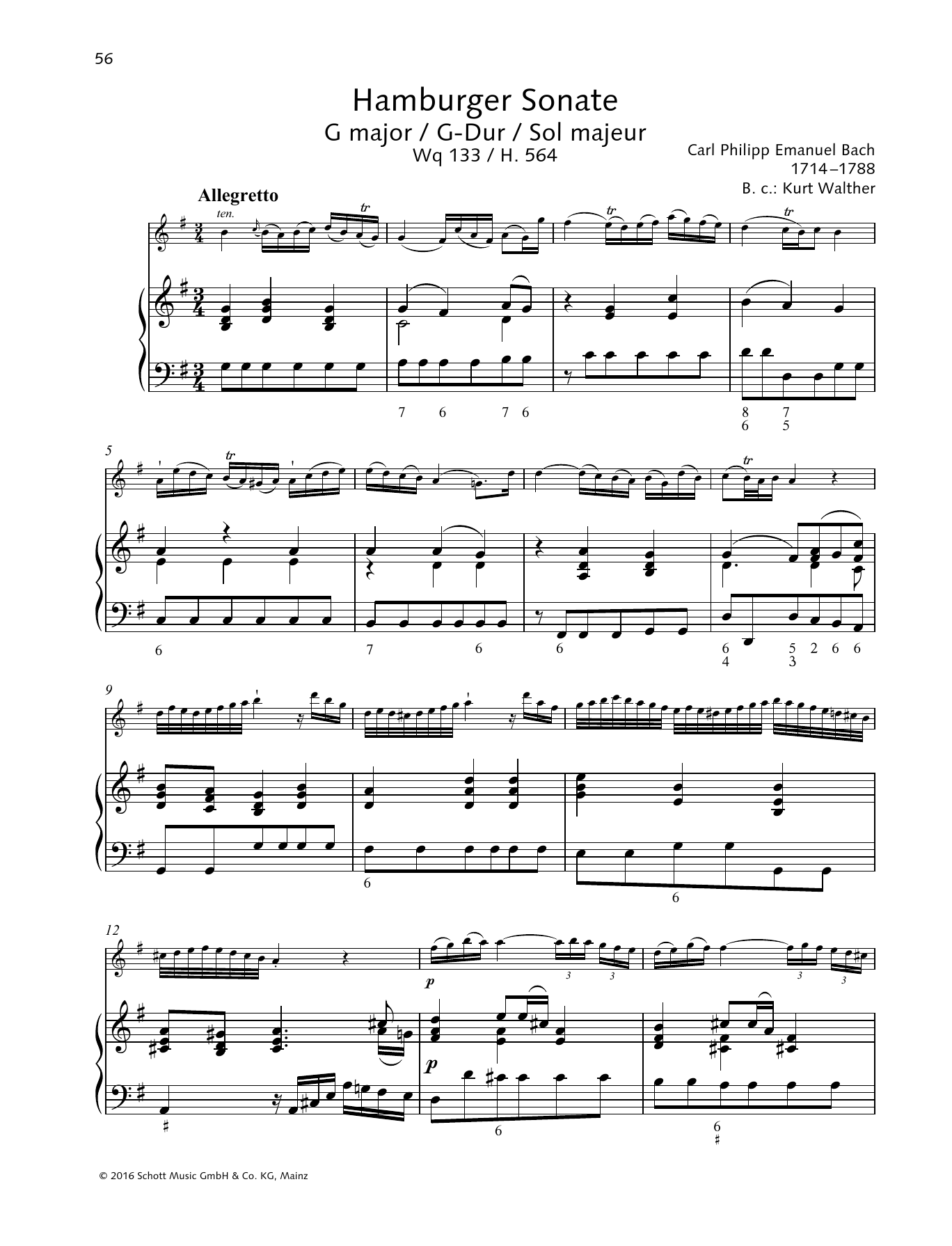 Download Carl Philipp Emanuel Bach Hamburger Sonate Sheet Music