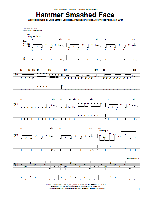 Download Cannibal Corpse Hammer Smashed Face Sheet Music