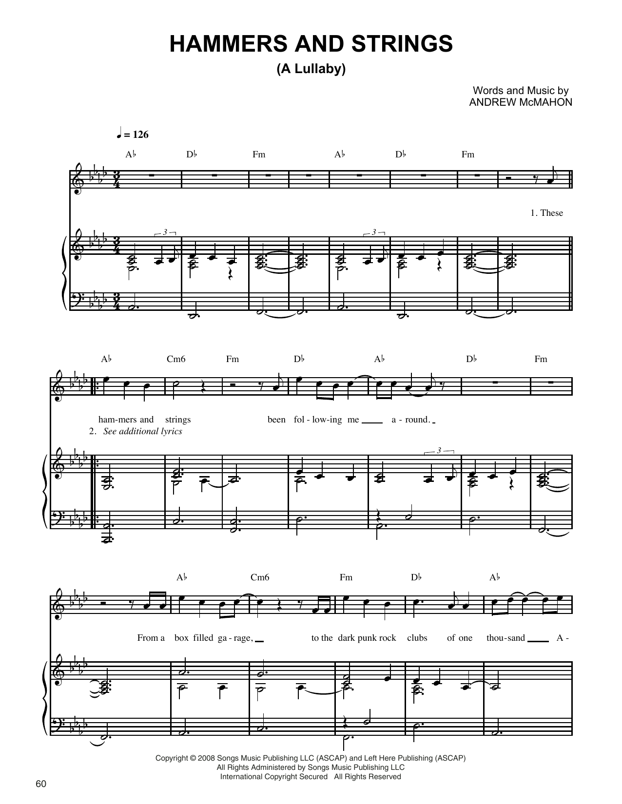 Download Jack's Mannequin Hammers And Strings (A Lullaby) Sheet Music