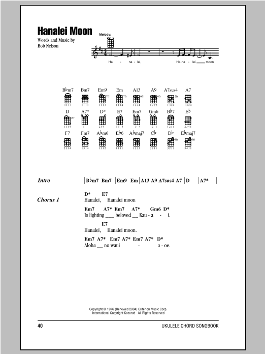 Download Bob Nelson Hanalei Moon Sheet Music