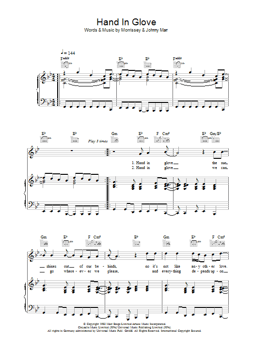 Download The Smiths Hand In Glove Sheet Music