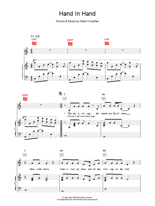 Dire Straits Hand In Hand sheet music notes printable PDF score
