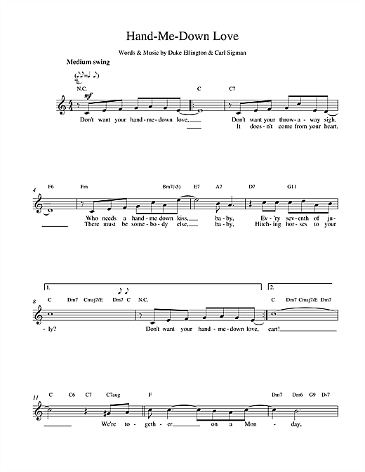 Duke Ellington Hand Me Down sheet music notes printable PDF score