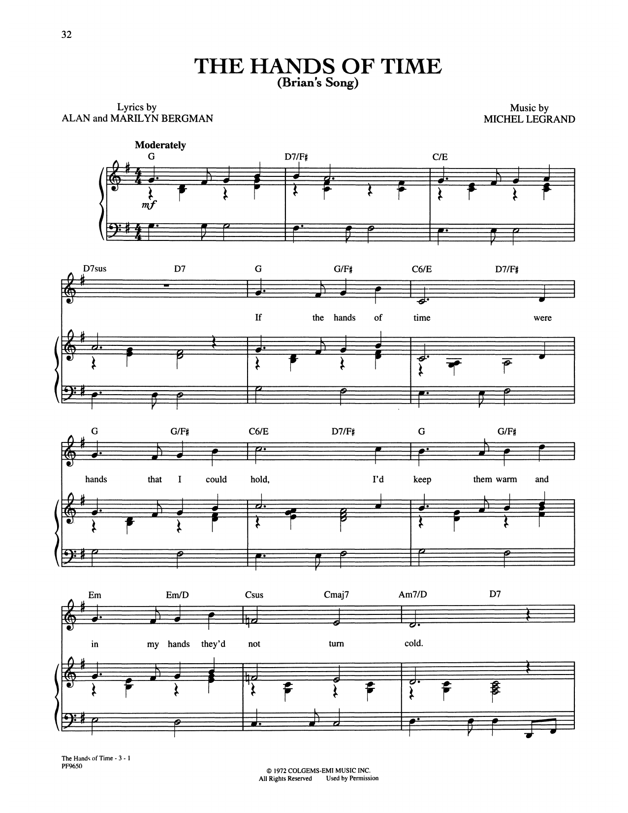 Download Alan and Marilyn Bergman and Michel Hands Of Time Sheet Music