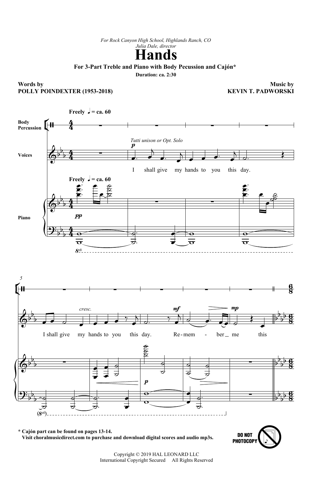 Download Polly Poindexter and Kevin T. Padwor Hands Sheet Music