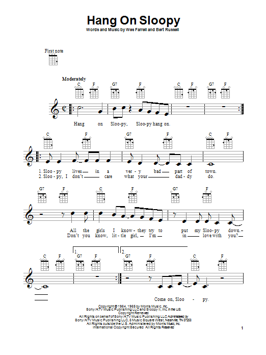 Download The McCoys Hang On Sloopy Sheet Music