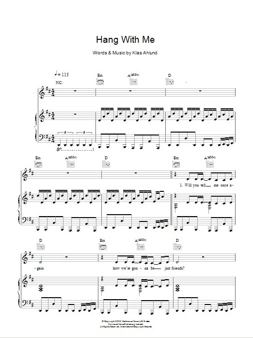 Download Robyn Hang With Me Sheet Music