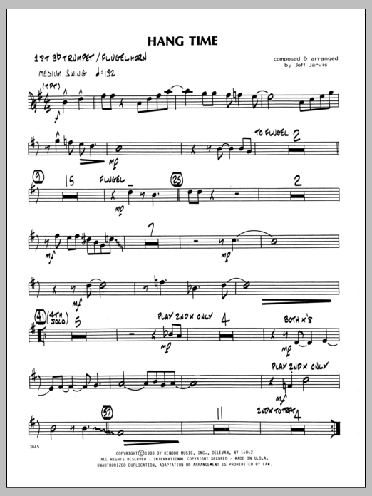Download Jeff Jarvis Hang Time - 1st Bb Trumpet Sheet Music