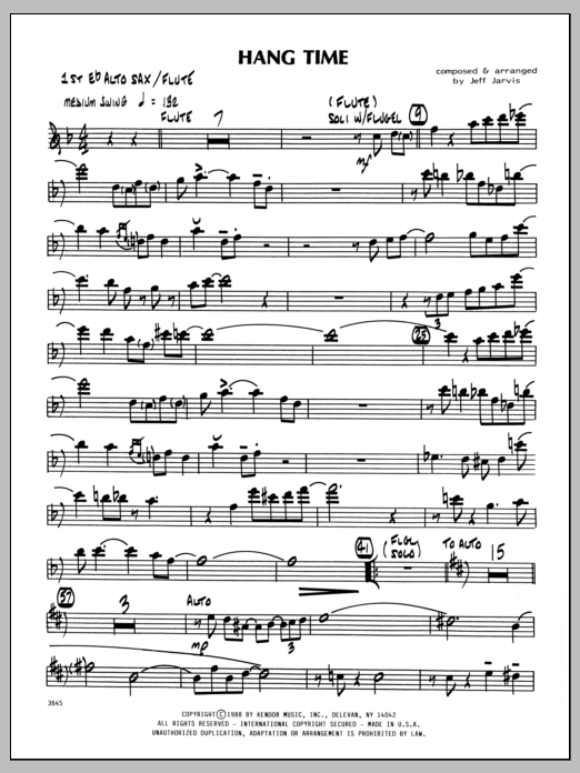 Download Jeff Jarvis Hang Time - 1st Eb Alto Saxophone Sheet Music