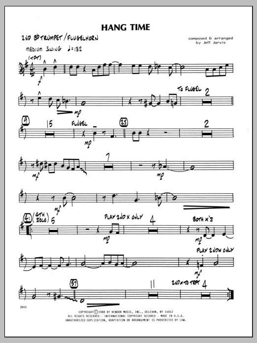 Download Jeff Jarvis Hang Time - 2nd Bb Trumpet Sheet Music