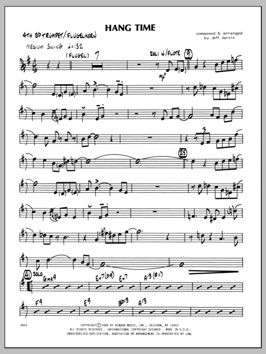 Download Jeff Jarvis Hang Time - 4th Bb Trumpet Sheet Music