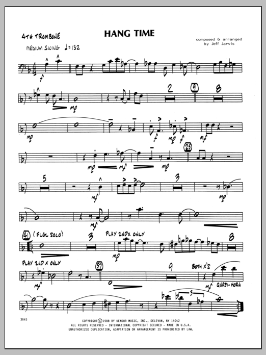 Download Jeff Jarvis Hang Time - 4th Trombone Sheet Music