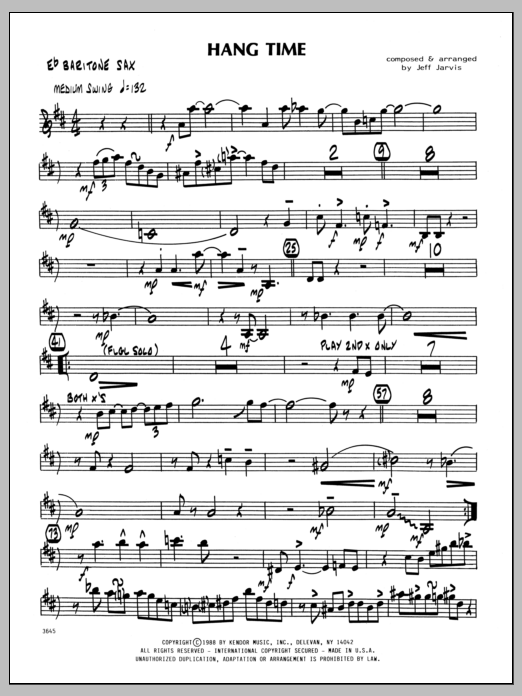 Download Jeff Jarvis Hang Time - Eb Baritone Sax Sheet Music