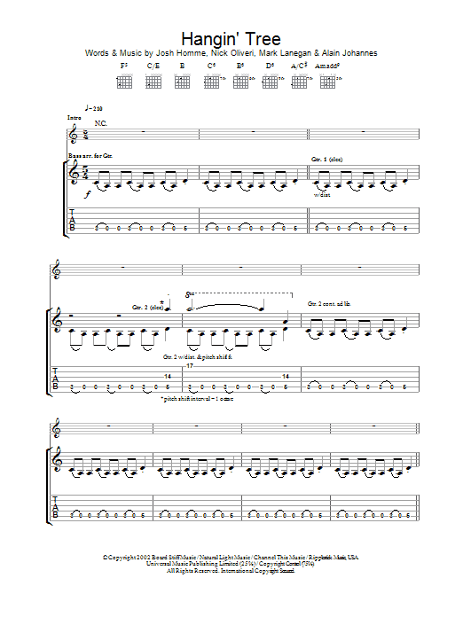Download Queens Of The Stone Age Hangin' Tree Sheet Music