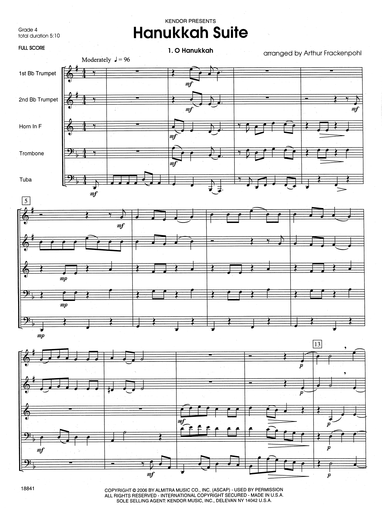 Download Arthur Frackenpohl Hanukkah Suite - Full Score Sheet Music