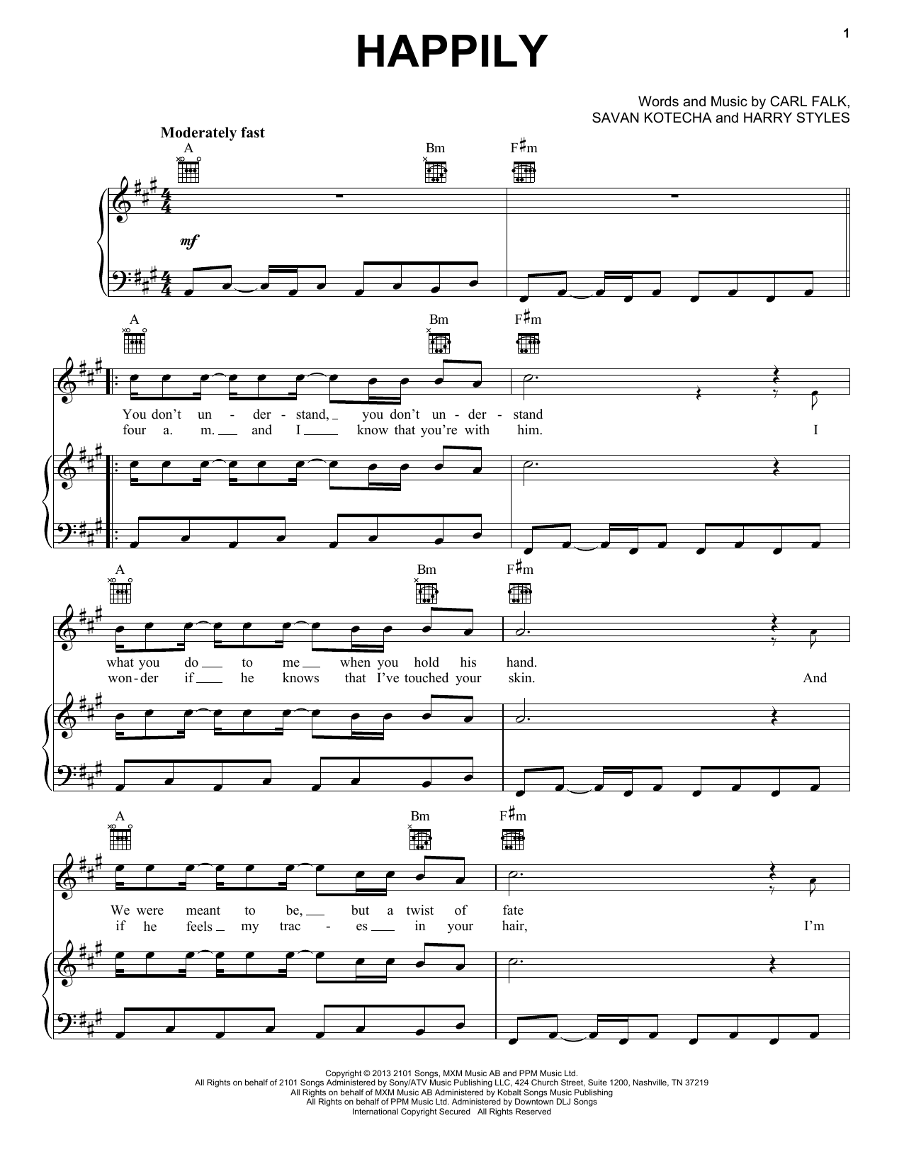 Download One Direction Happily Sheet Music
