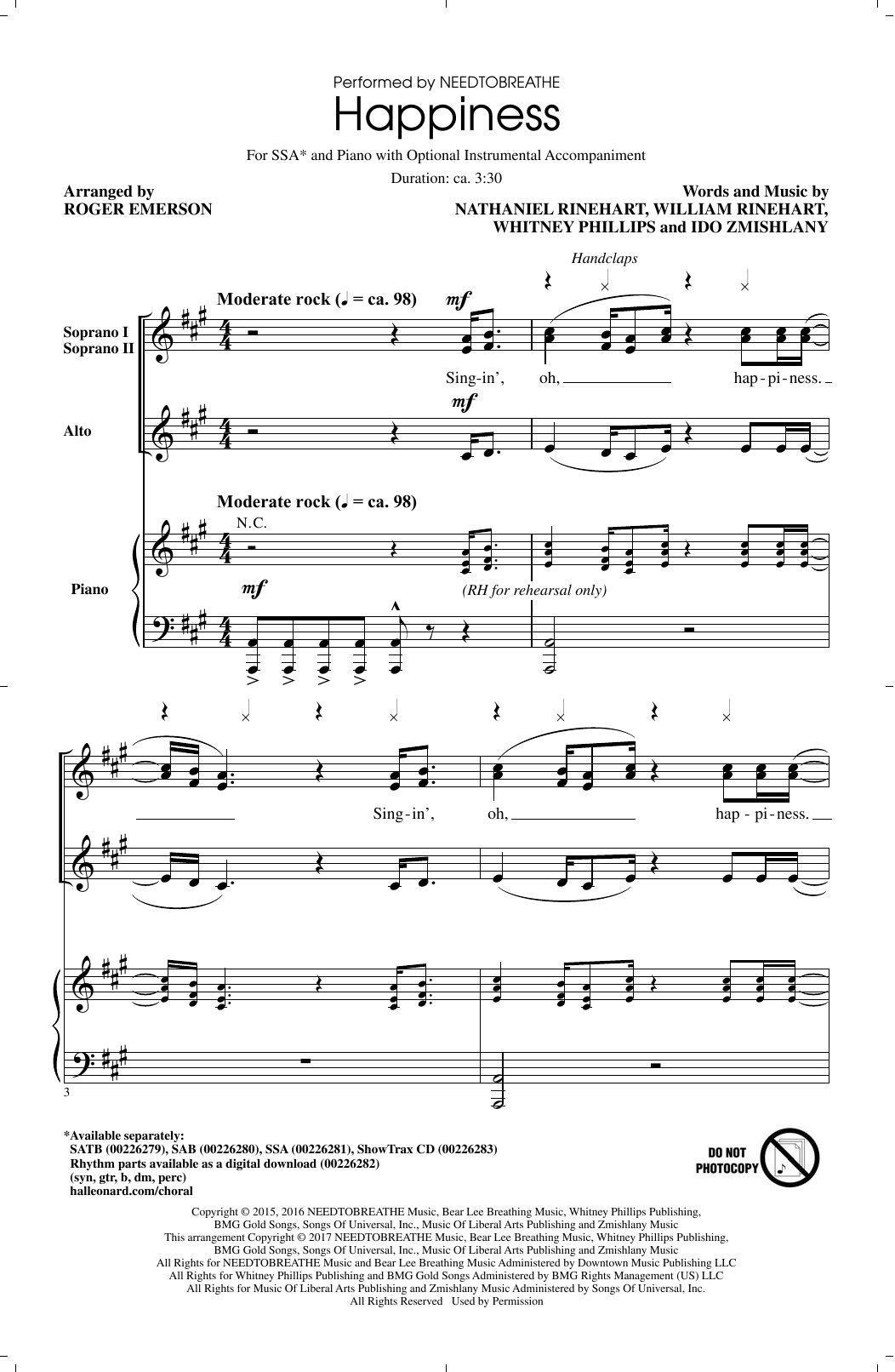 Download Roger Emerson Happiness Sheet Music
