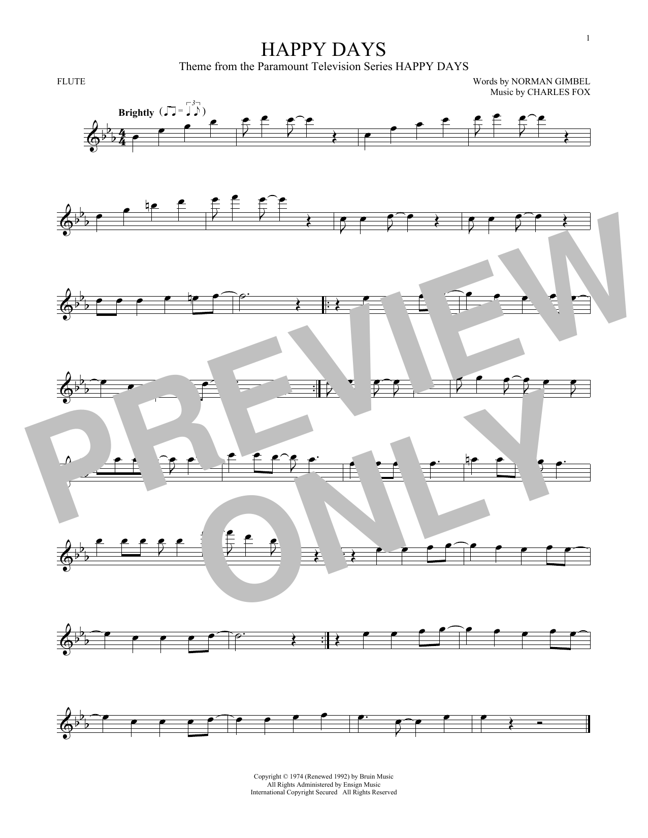 Download Charles Fox Happy Days (from the TV series) Sheet Music