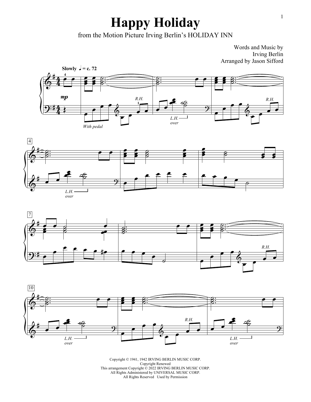 Download Irving Berlin Happy Holiday (arr. Jason Sifford) Sheet Music