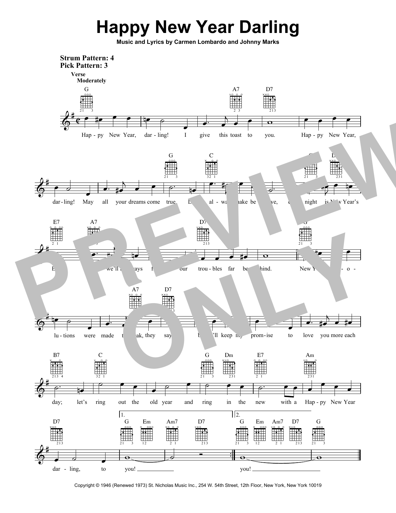Download Johnny Marks Happy New Year Darling Sheet Music