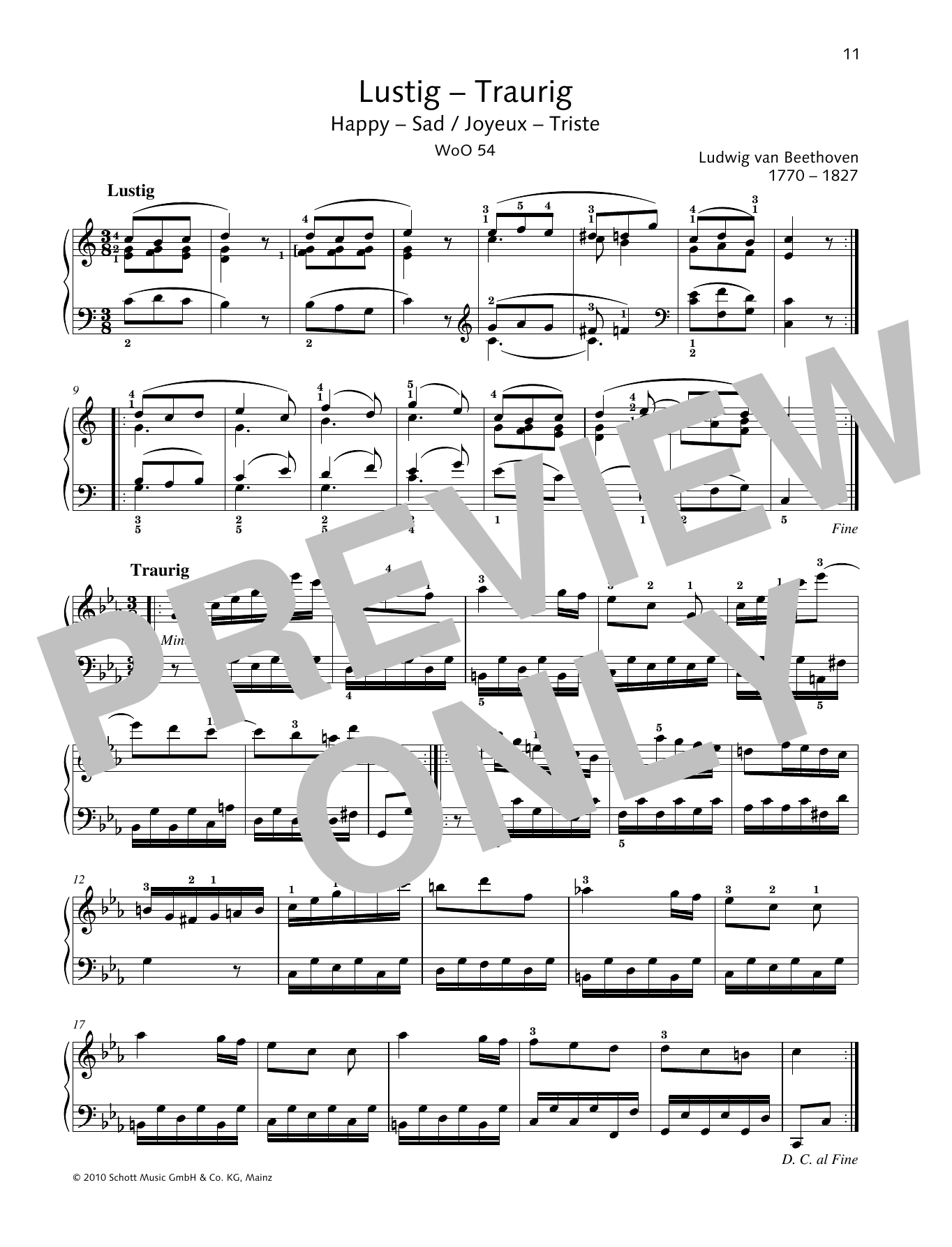 Download Ludwig van Beethoven Happy-Sad Sheet Music