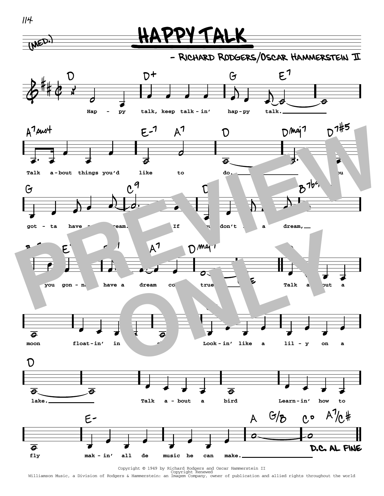 Rodgers & Hammerstein Happy Talk (Low Voice) sheet music notes printable PDF score