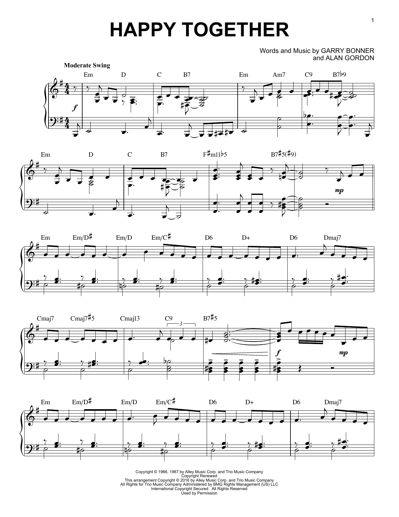 Download The Turtles Happy Together [Jazz version] (arr. Bre Sheet Music