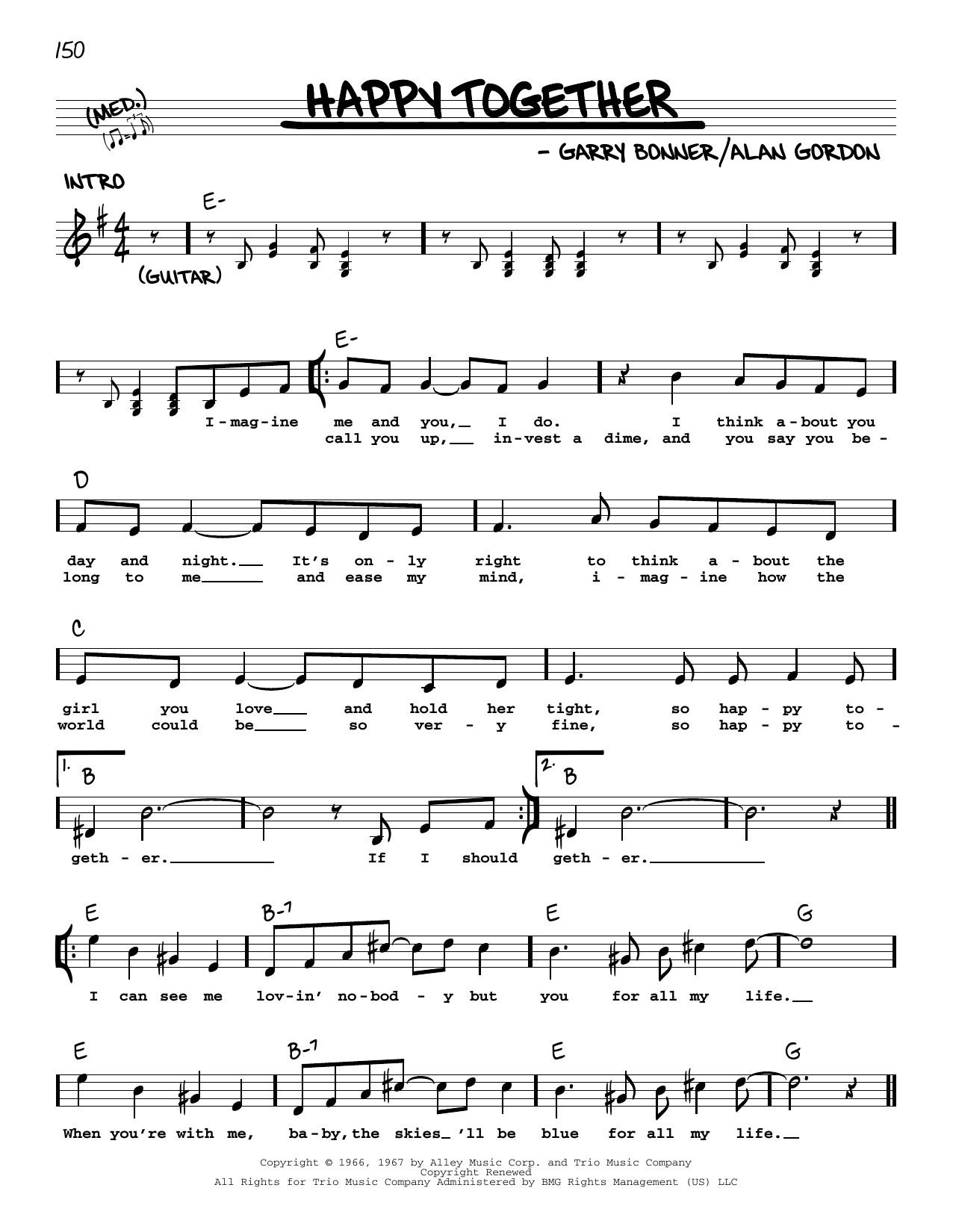 Download The Turtles Happy Together Sheet Music