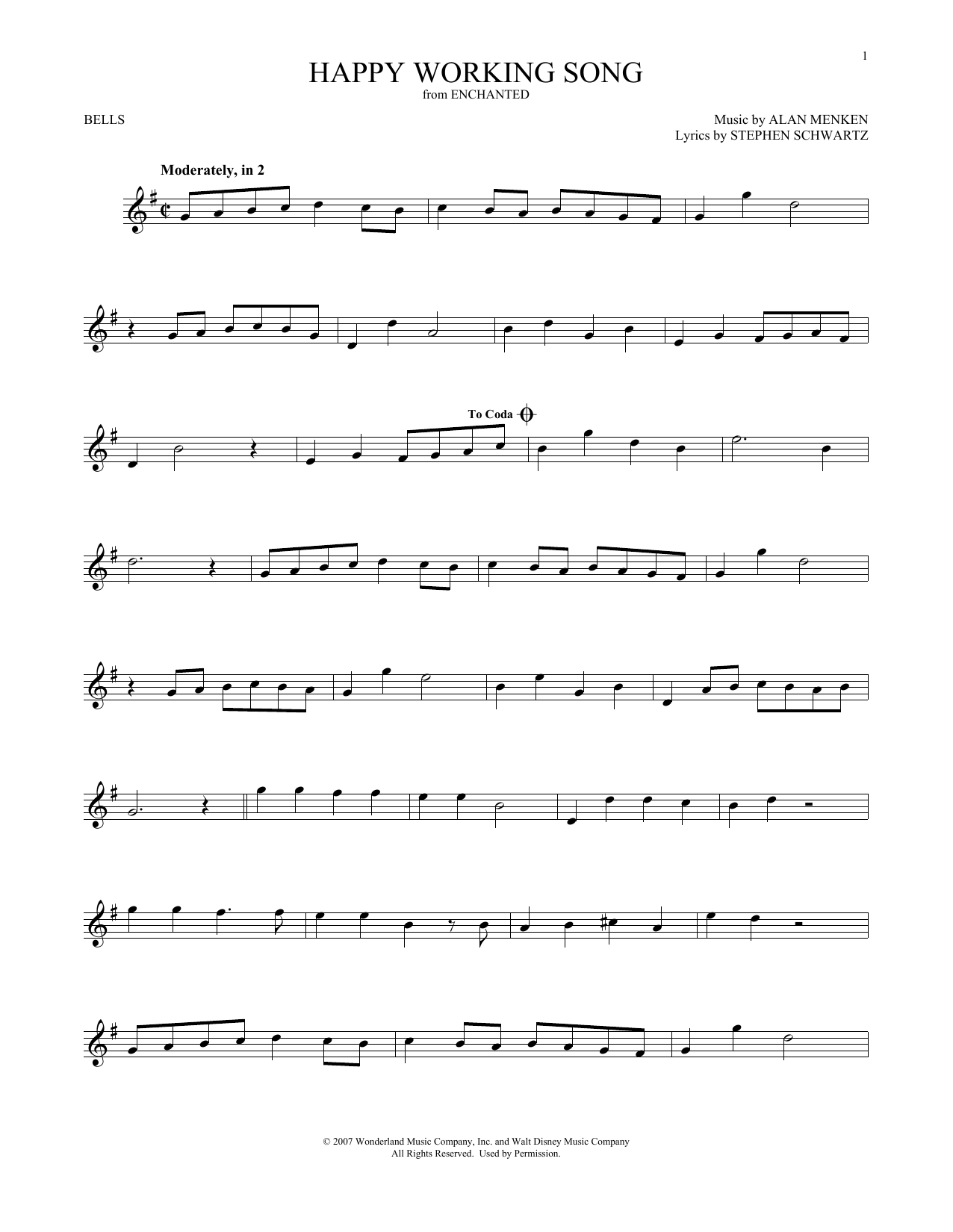 Download Alan Menken Happy Working Song (from Enchanted) Sheet Music