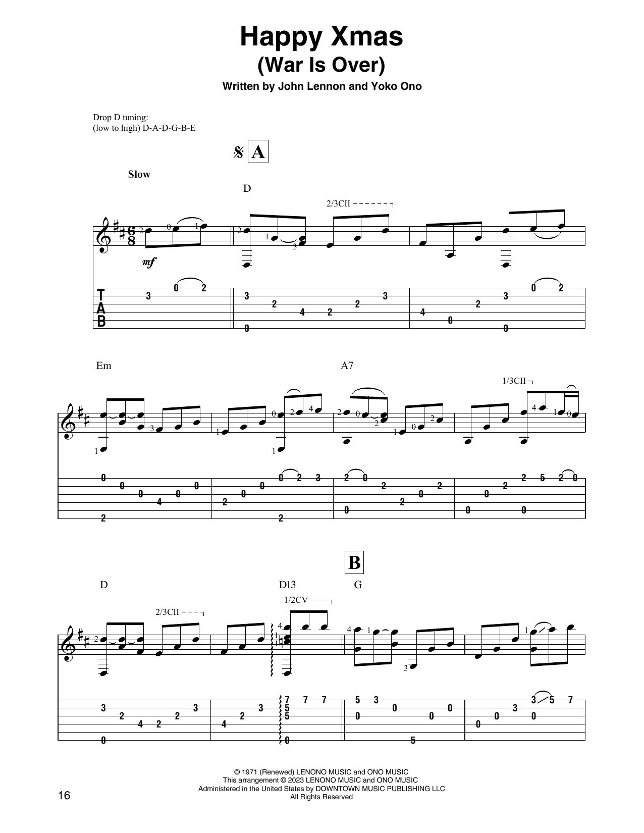 John Lennon Happy Xmas (War Is Over) sheet music notes printable PDF score
