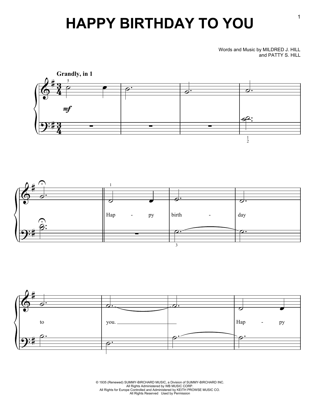 Download Mildred & Patty Hill Happy Birthday To You Sheet Music and Printable PDF Score for Harmonica