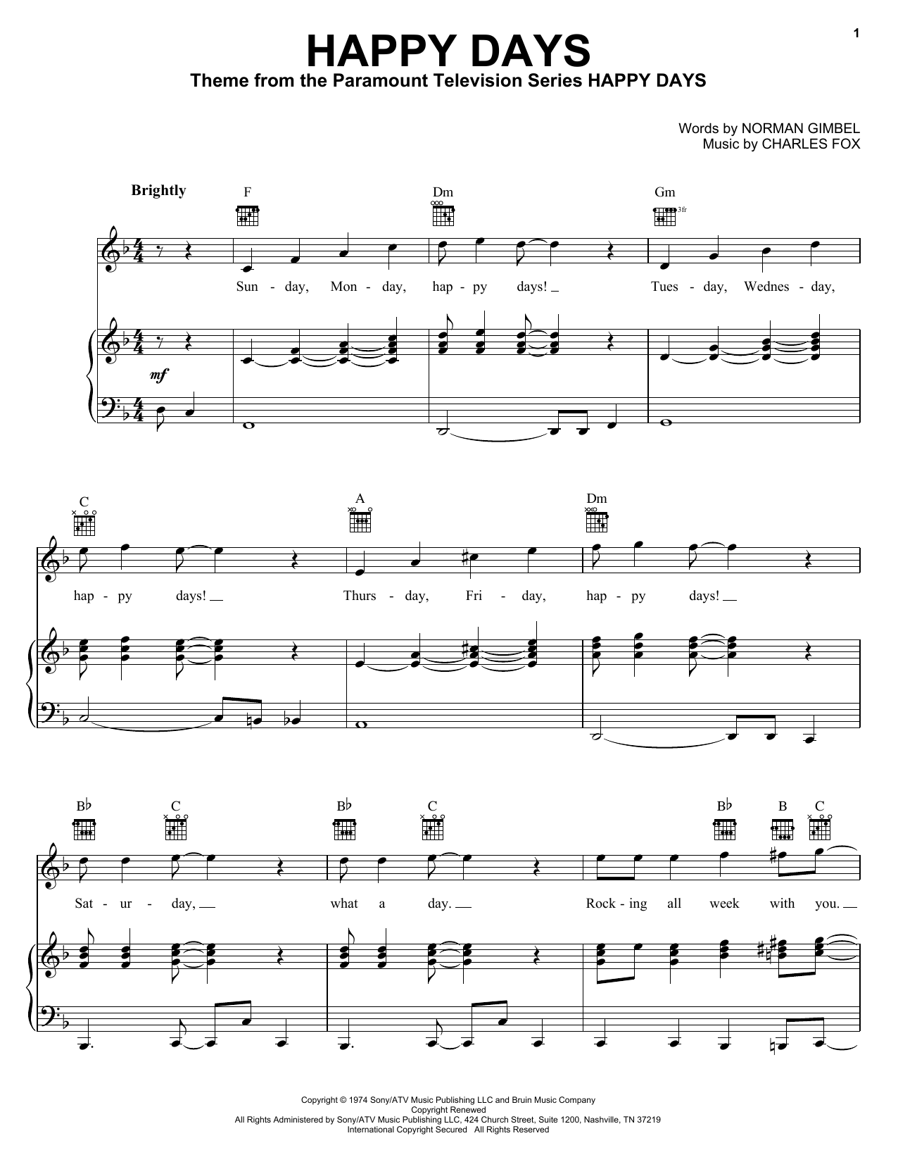 Pratt & McClain Happy Days sheet music notes printable PDF score