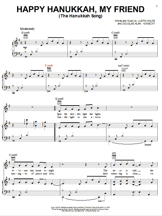 Justin Wilde Happy Hanukkah, My Friend (The Hanukkah Song) sheet music notes printable PDF score