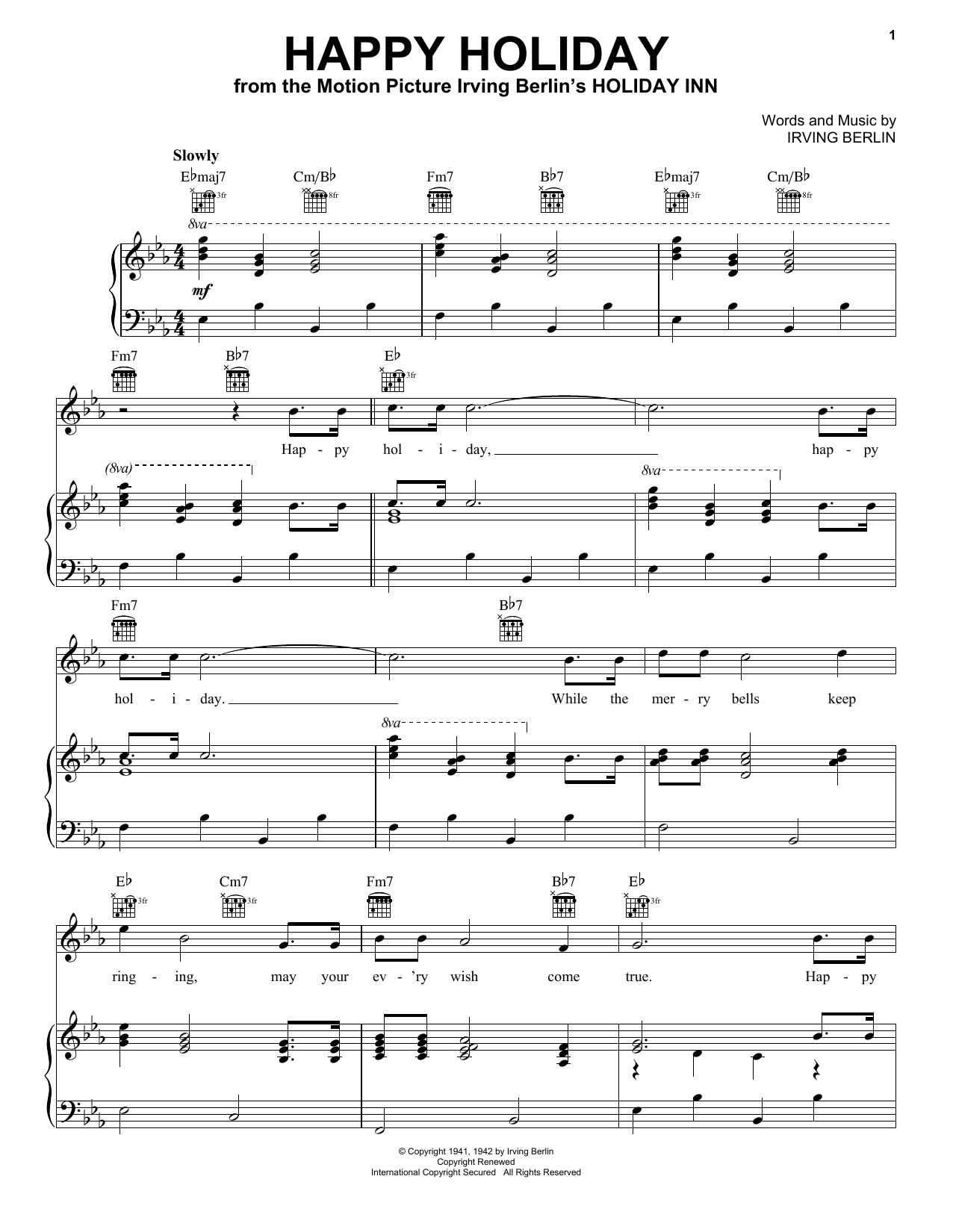 Irving Berlin Happy Holiday sheet music notes printable PDF score