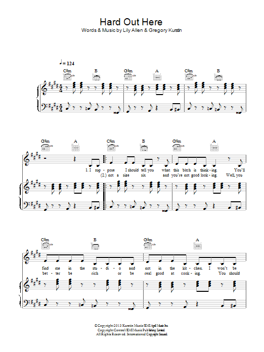 Download Lily Allen Hard Out Here Sheet Music