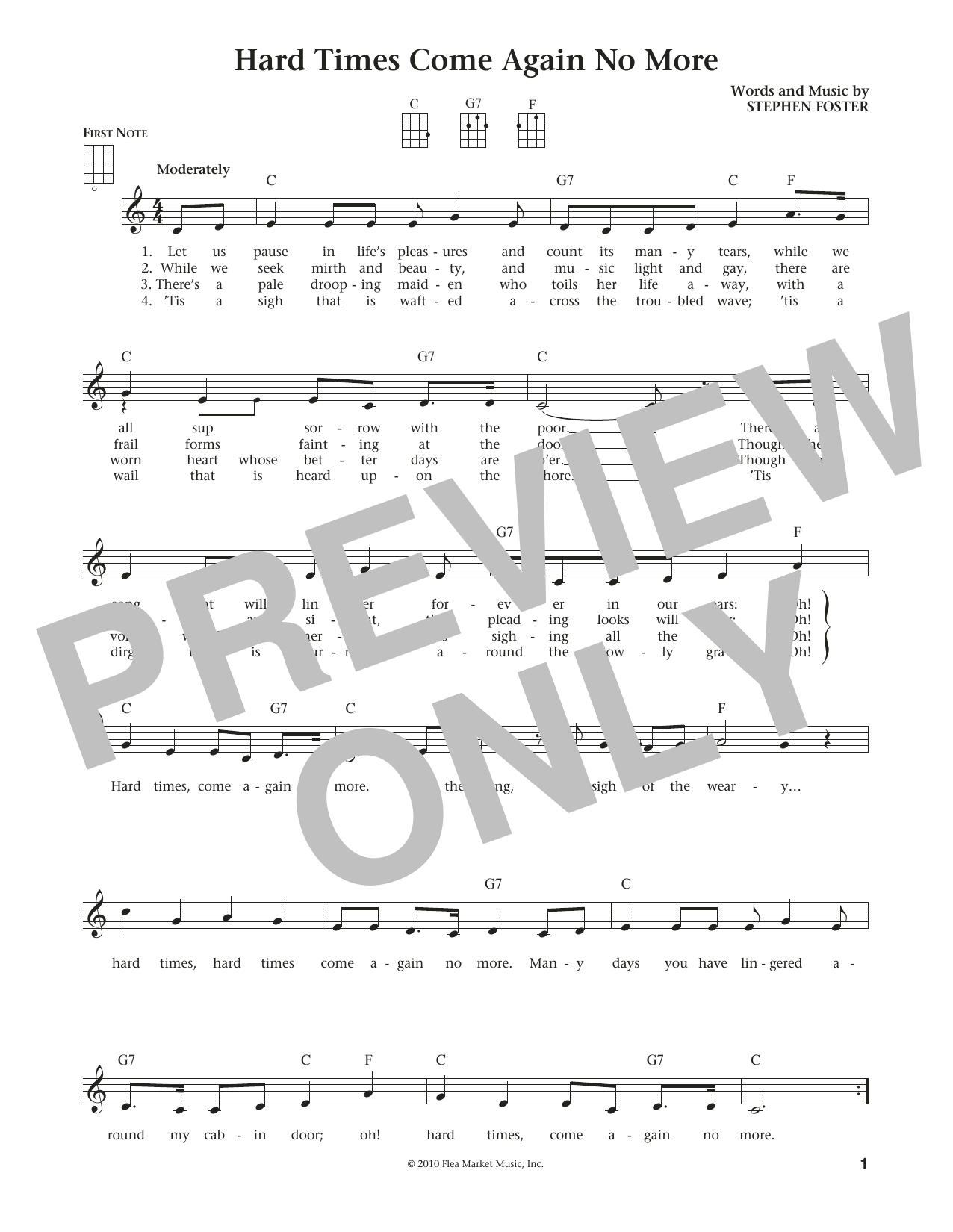 Download Stephen C. Foster Hard Times Come Again No More (from The Sheet Music