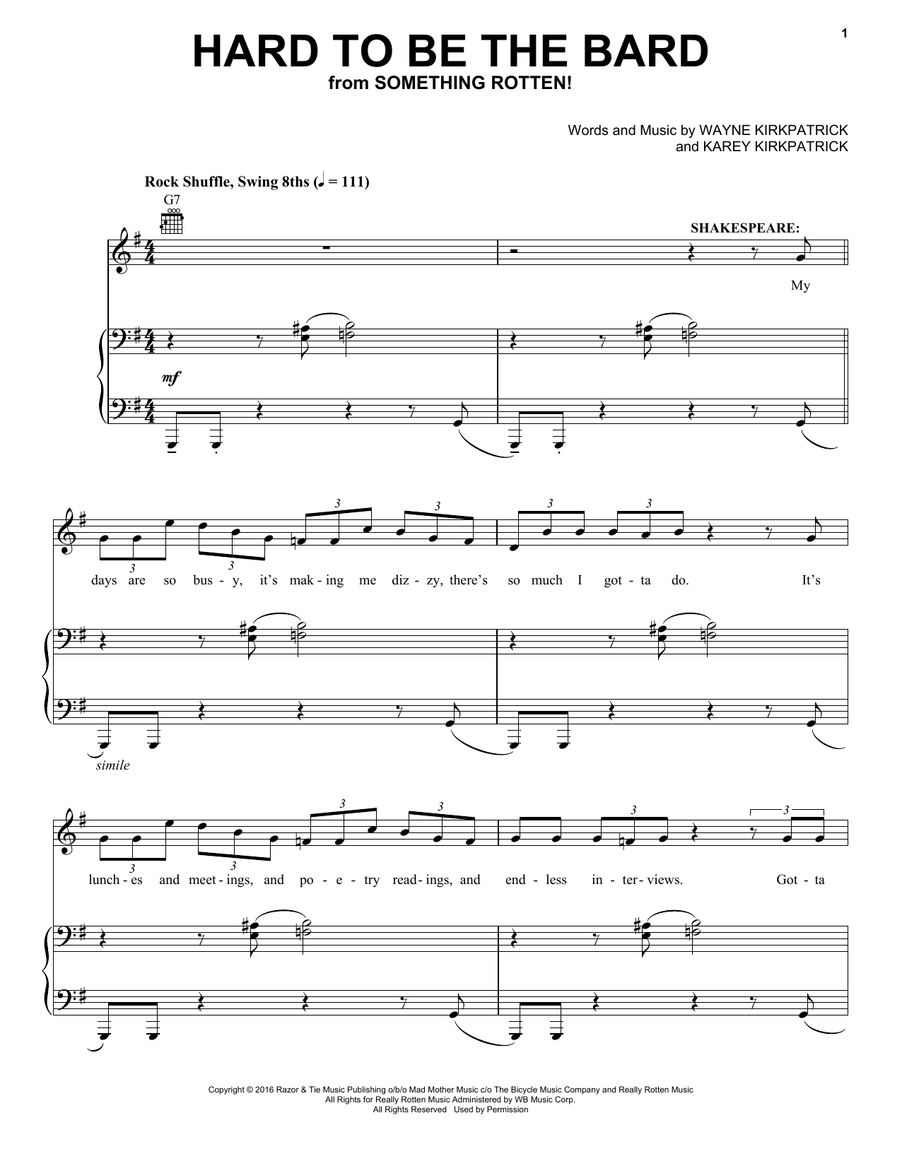 Download Christian Borle Hard To Be The Bard (from Something Rot Sheet Music