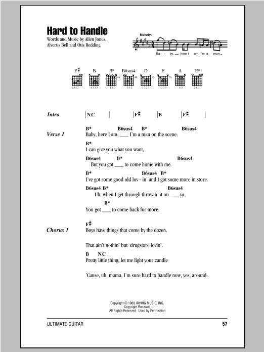 Download The Black Crowes Hard To Handle Sheet Music
