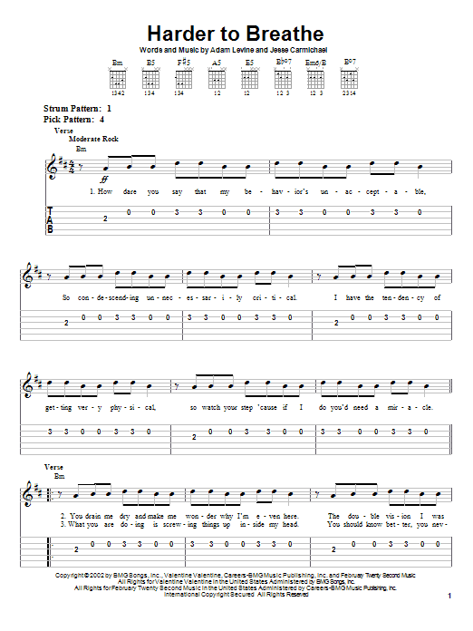 Download Maroon 5 Harder To Breathe Sheet Music