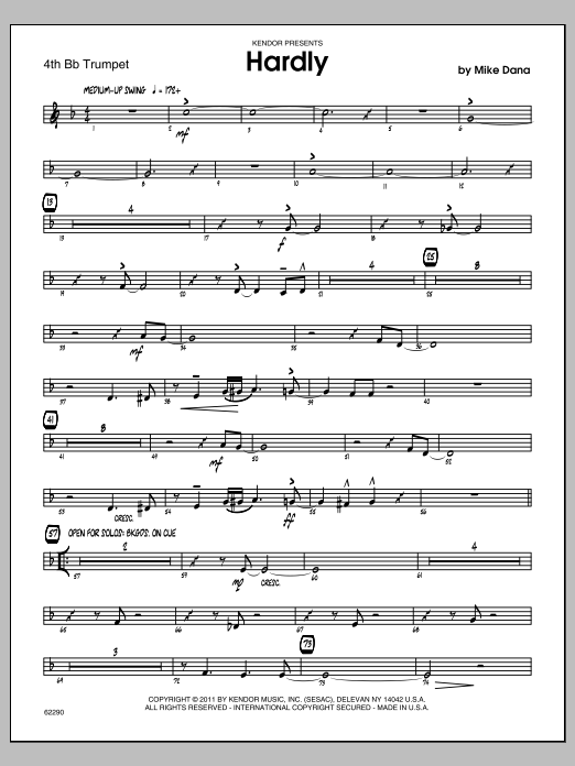 Download Dana Hardly - 4th Bb Trumpet Sheet Music