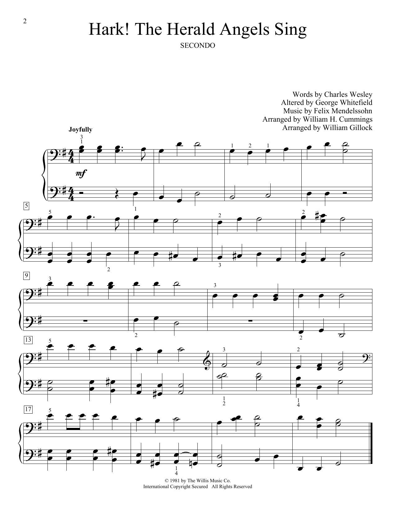 Download William Gillock Hark, The Herald Angels Sing Sheet Music