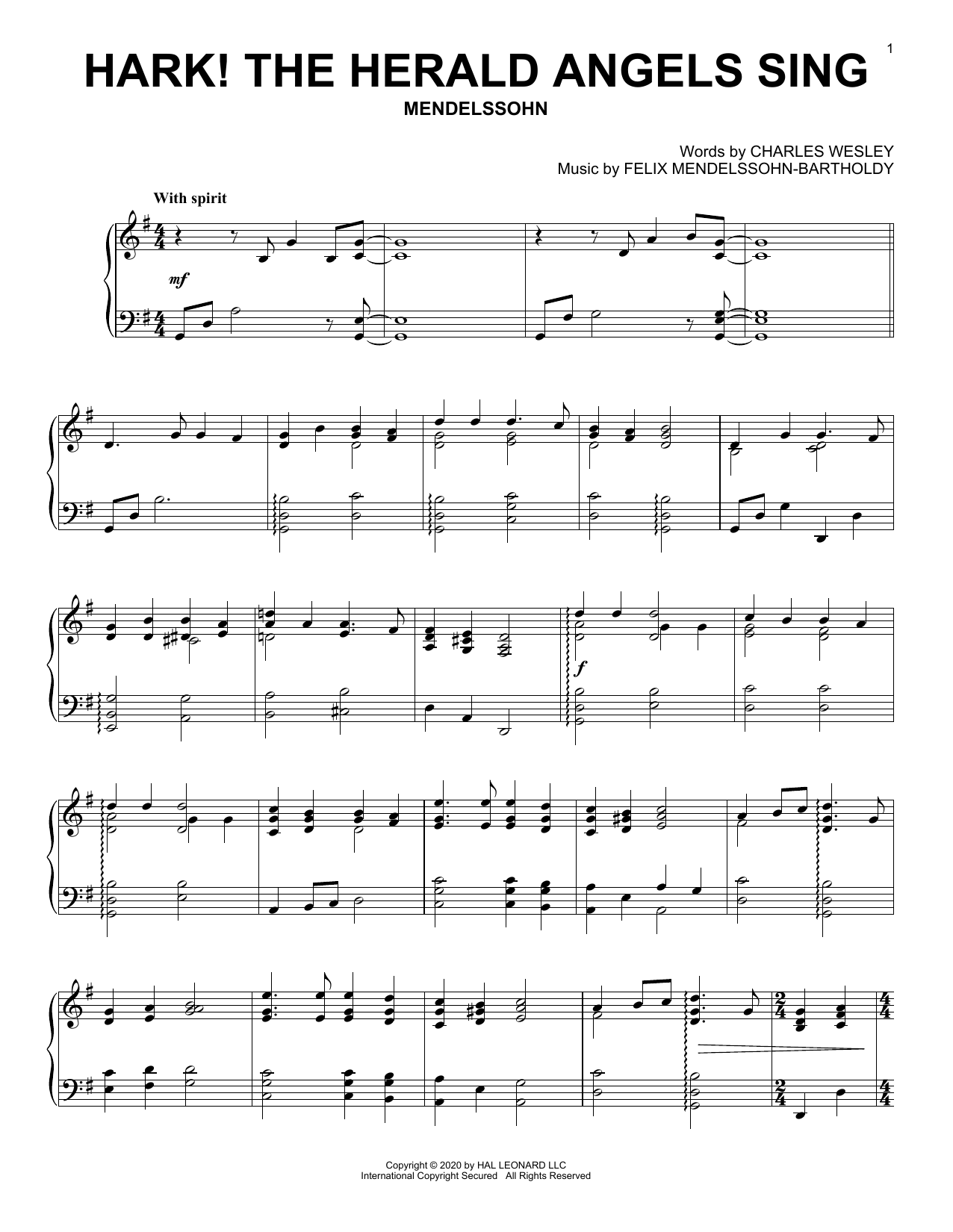 Download Charles Wesley and Felix Mendelssohn Hark! The Herald Angels Sing Sheet Music