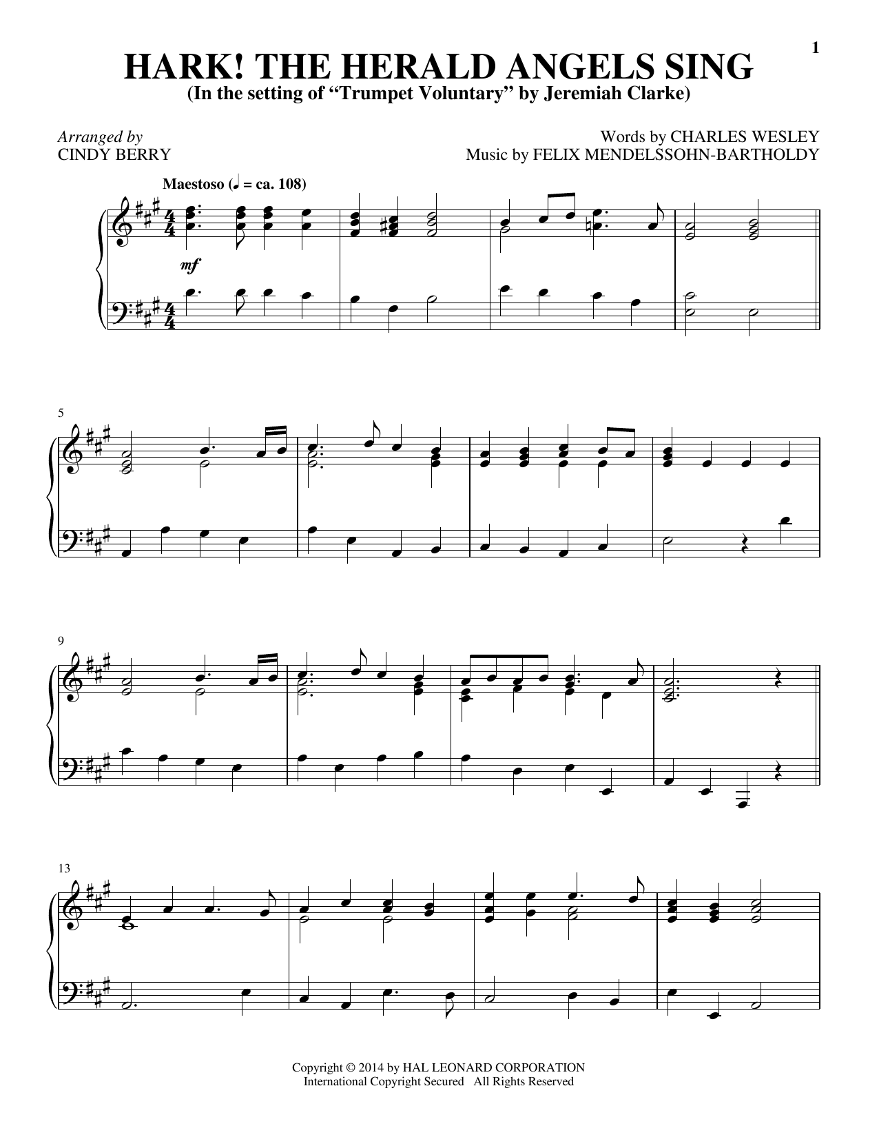 Download Cindy Berry Hark! The Herald Angels Sing Sheet Music