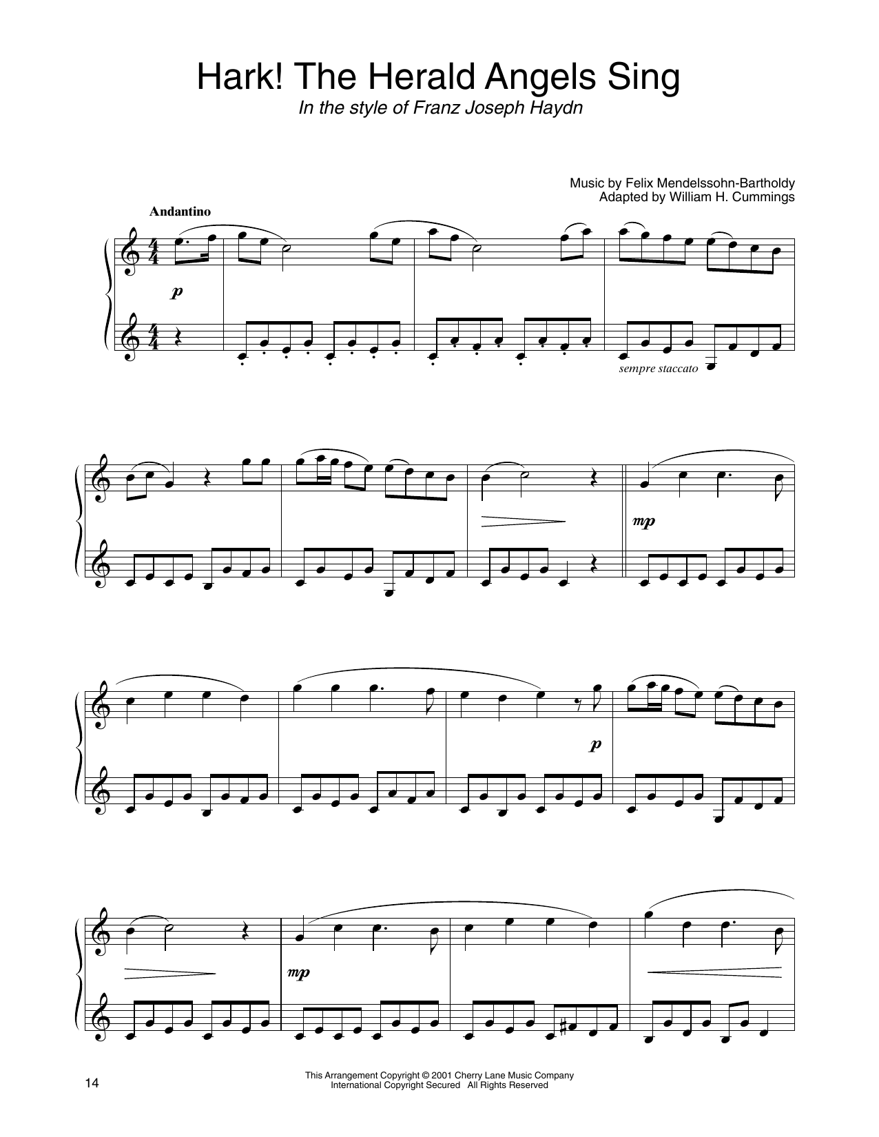 Download Felix Mendelssohn-Bartholdy Hark! The Herald Angels Sing (in the st Sheet Music