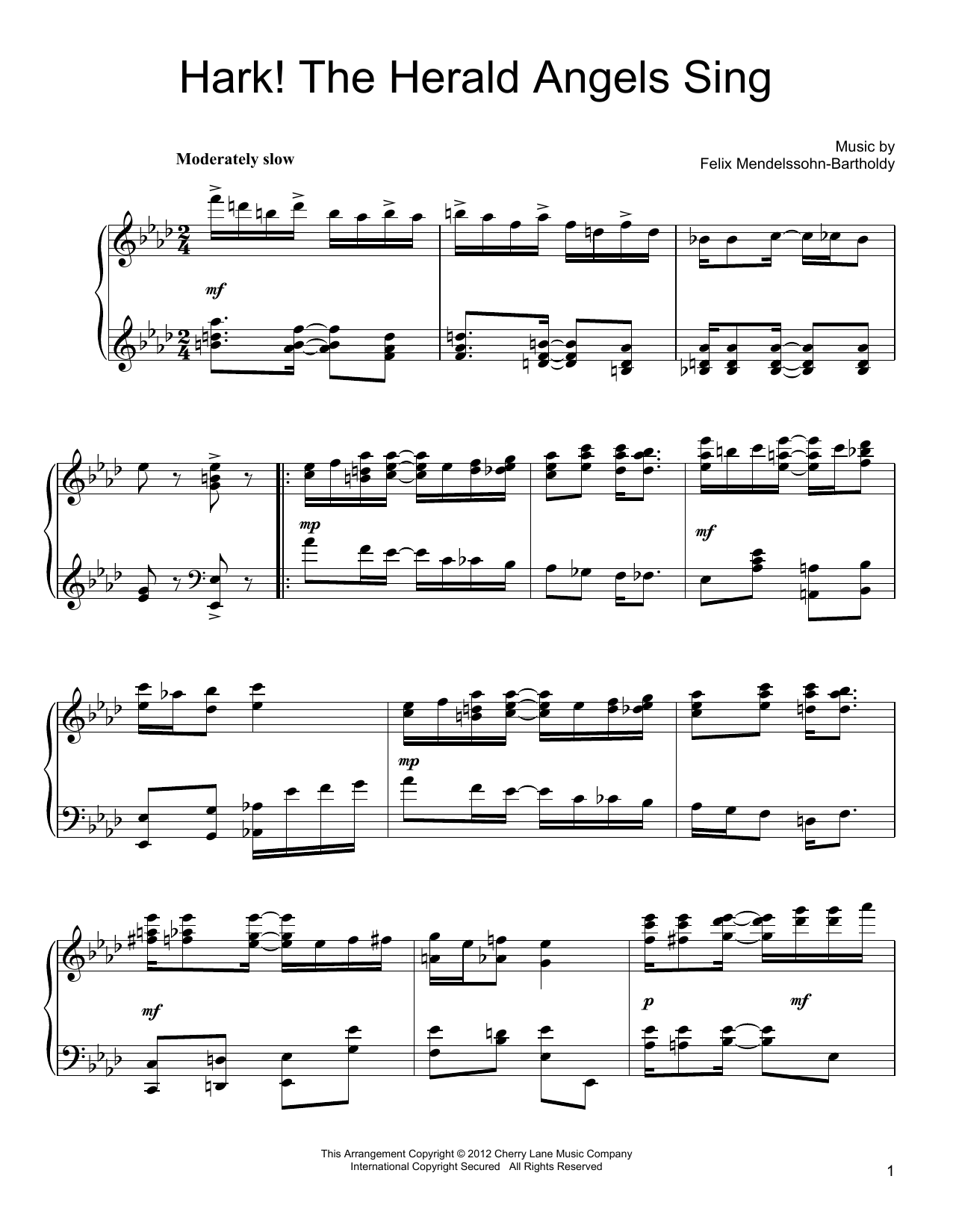 Download Felix Mendelssohn-Bartholdy Hark! The Herald Angels Sing [Ragtime v Sheet Music
