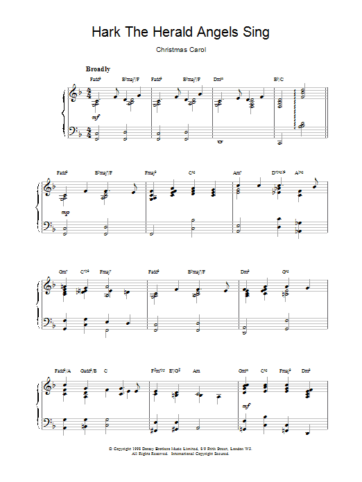 Christmas Carol Hark! The Herald Angels Sing sheet music notes printable PDF score