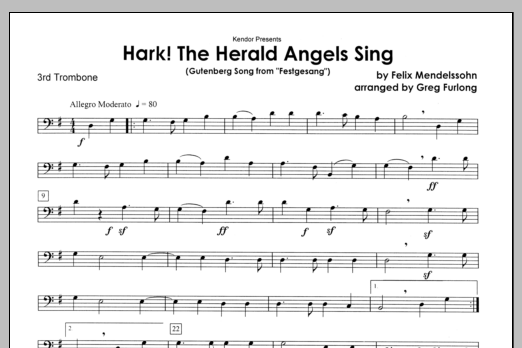 Download Furlong Hark! The Herald Angels Sing - 3rd Trom Sheet Music
