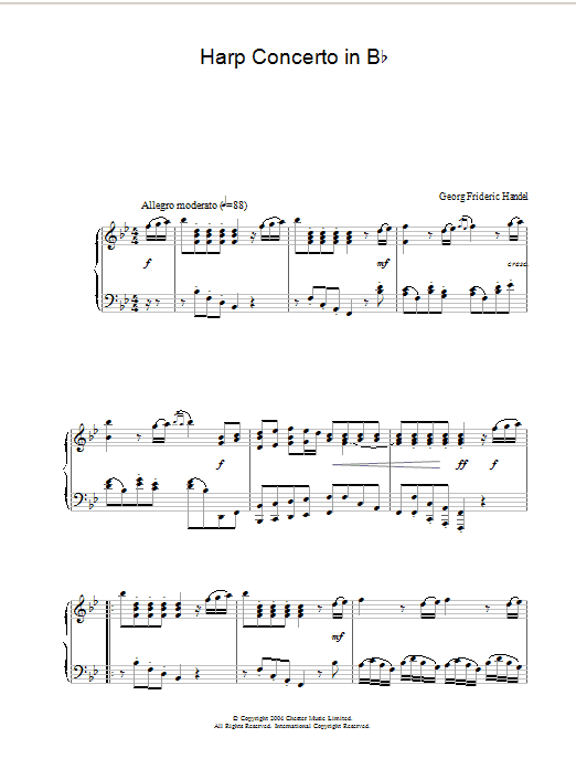 Download George Frideric Handel Harp Concerto in B Flat Sheet Music